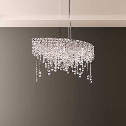 Chantant 16.5"H x 33"W 6-Lt Crystal Linear Pendant in Pol Stainle