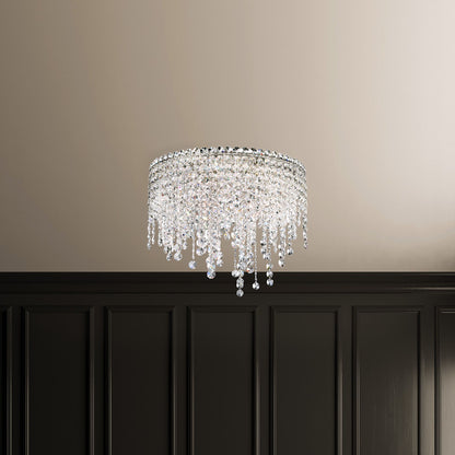 Chantant 17"H x 21"W 5-Light Crystal Flush in Pol Stainless Steel