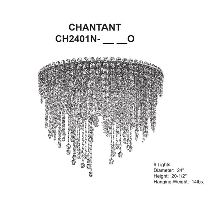 Chantant 20.5"H x 24"W 6-Light Crystal Flush in Pol Stainless Ste