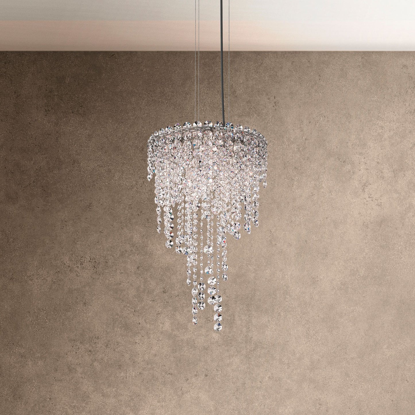 Chantant 23"H x 14"W 4-Light Crystal Pendant in Polished Stainles