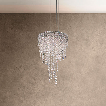 Chantant 23"H x 14"W 4-Light Crystal Pendant in Polished Stainles