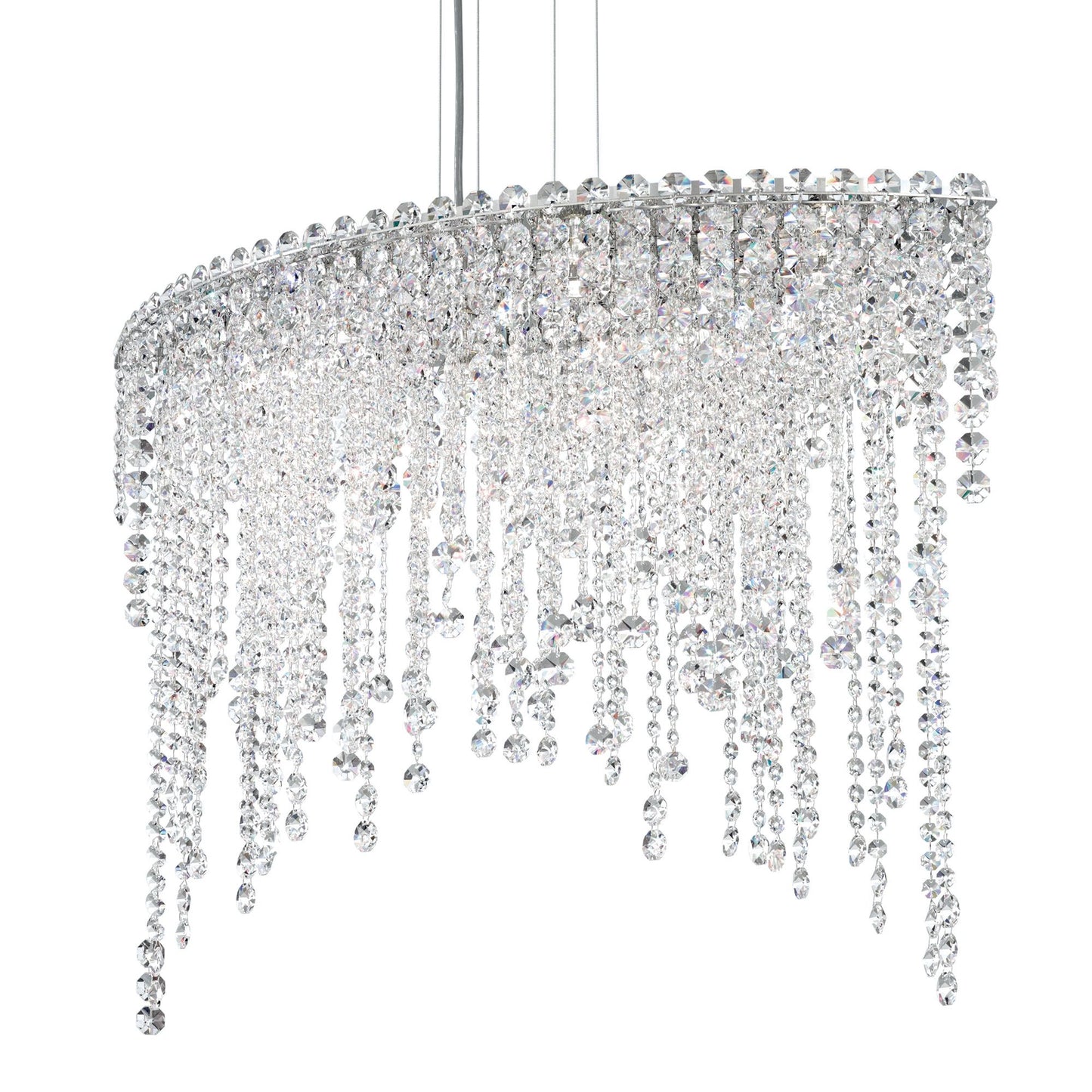 Chantant 24"H x 33"W 6-Light Crystal Linear Pendant in Pol Stainl
