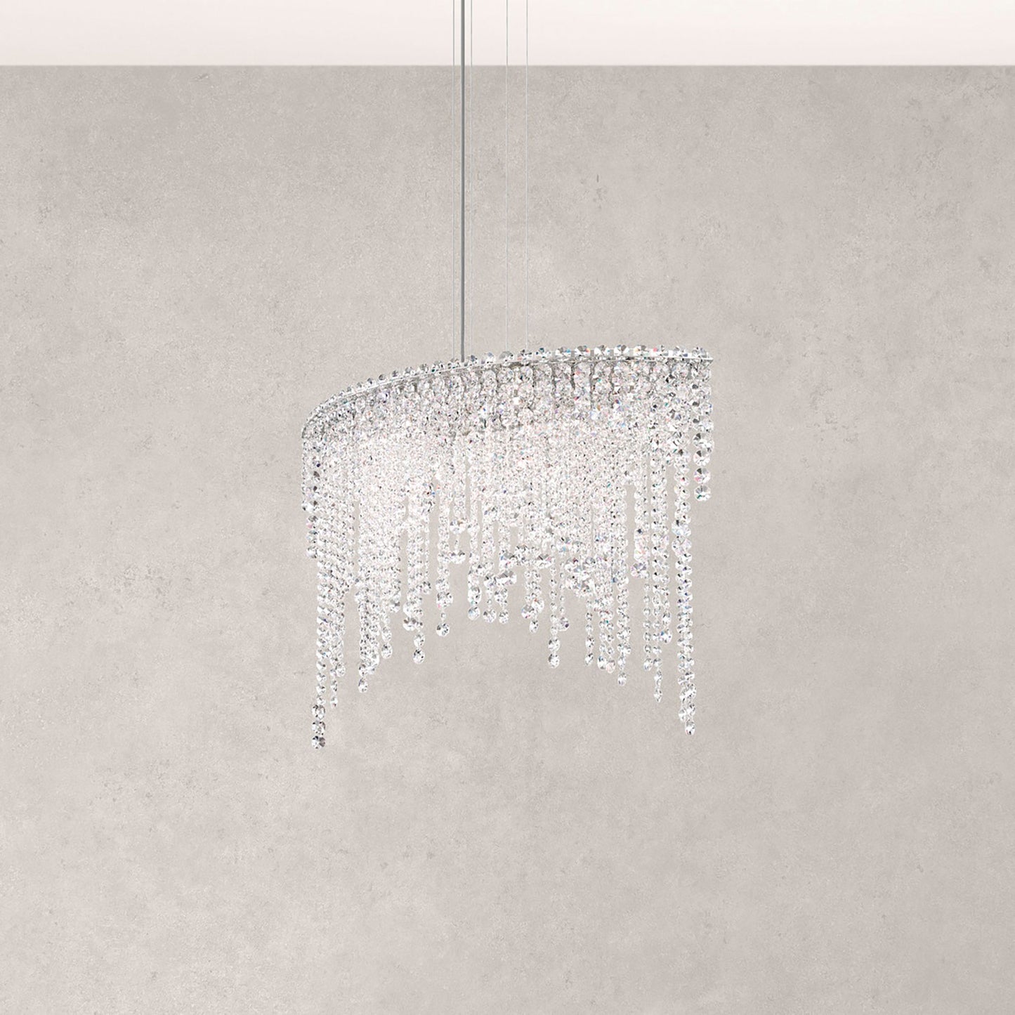 Chantant 24"H x 33"W 6-Light Crystal Linear Pendant in Pol Stainl
