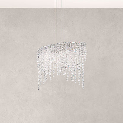 Chantant 24"H x 33"W 6-Light Crystal Linear Pendant in Pol Stainl
