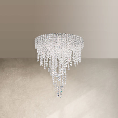Chantant 28.5"H x 24"W 6-Light Crystal Flush in Pol Stainless Ste