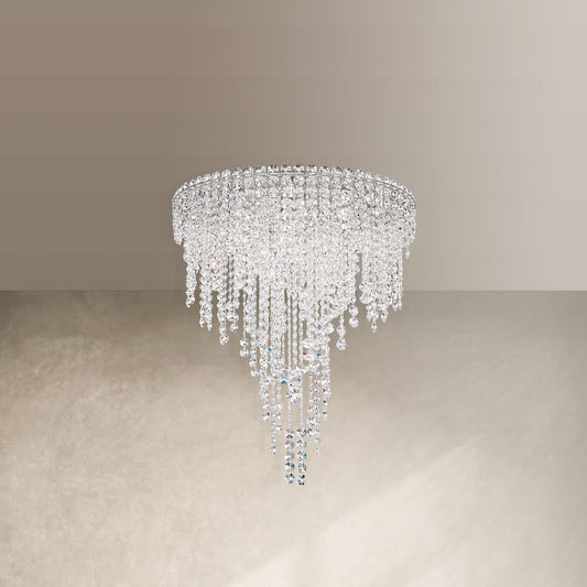 Chantant 28.5"H x 24"W 6-Light Crystal Flush in Pol Stainless Ste