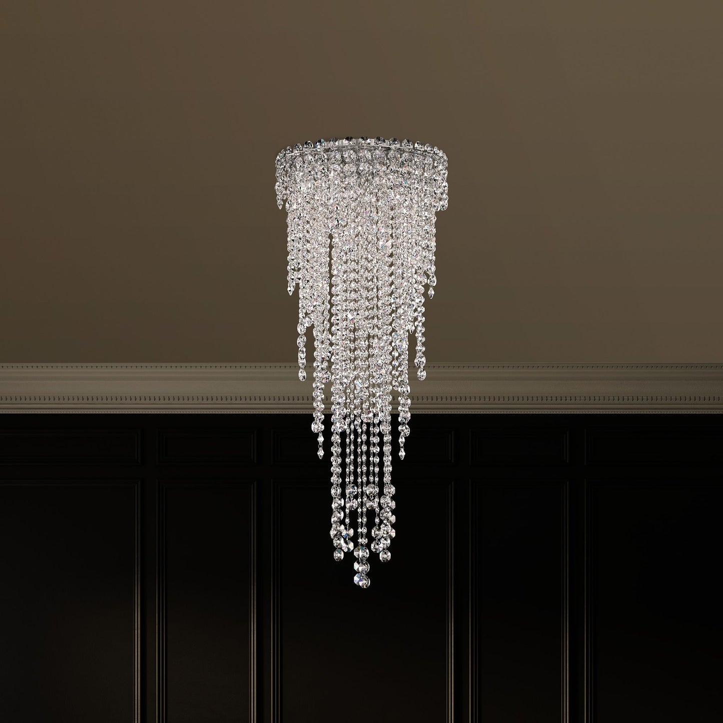 Chantant 35.5"H x 14"W 4-Light Crystal Flush in Pol Stainless Ste