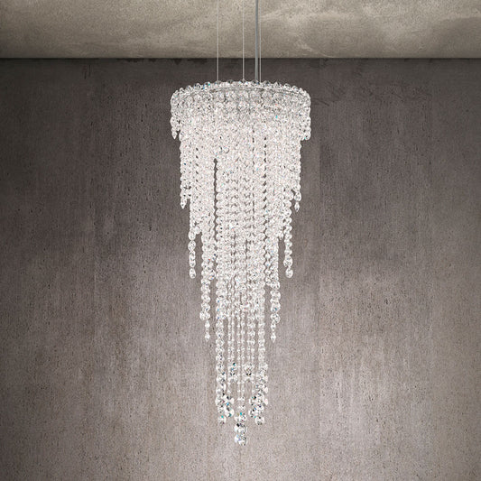 Chantant 35"H x 14"W 4-Light Crystal Pendant in Polished Stainles