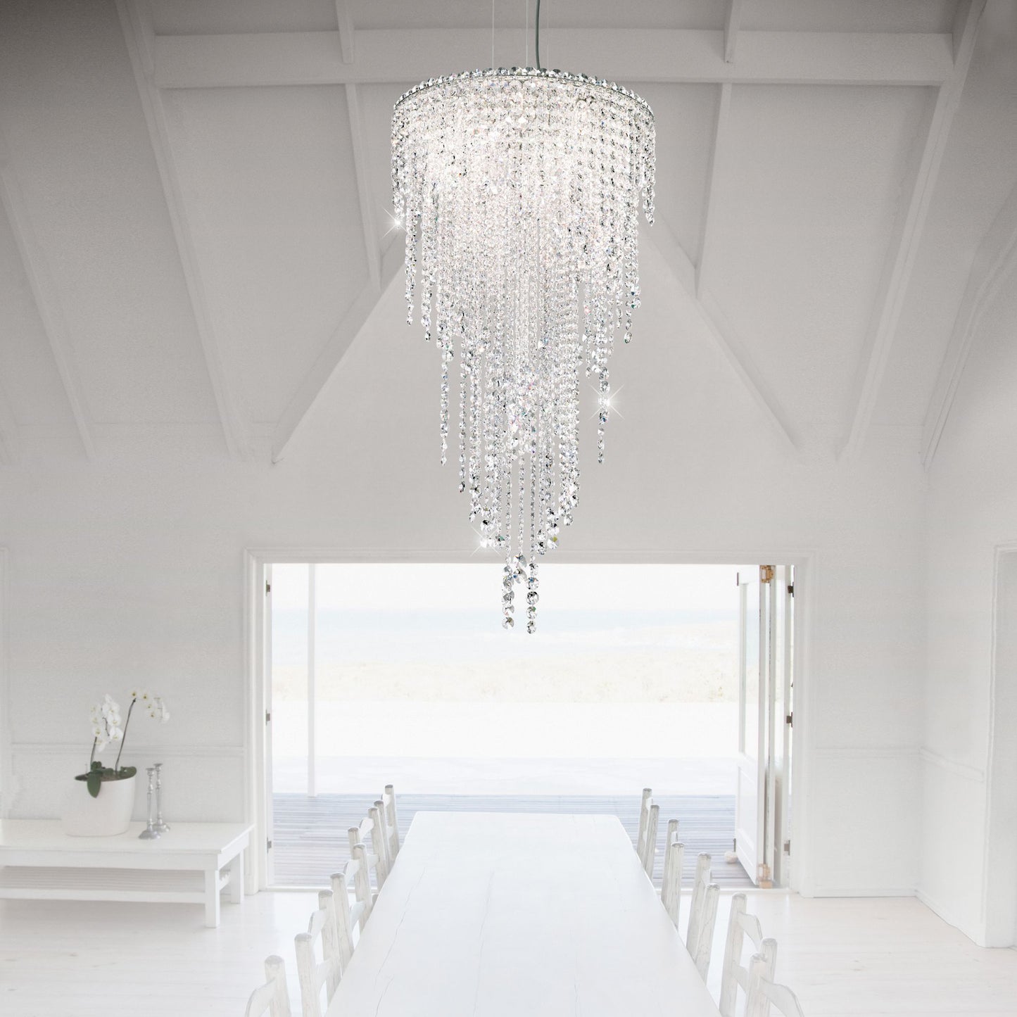 Chantant 41.5"H x 21"W 5-Light Crystal Chandelier in Pol Stainles
