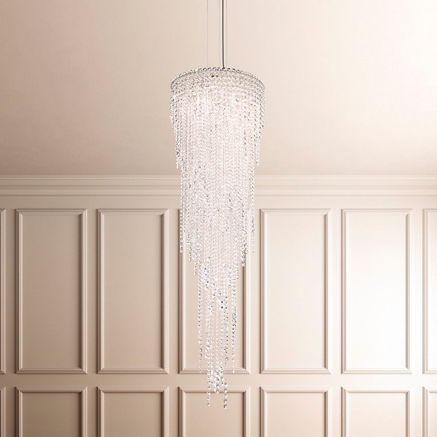 Chantant 70.3"H x 21"W 5-Light Crystal Chandelier in Pol Stainles
