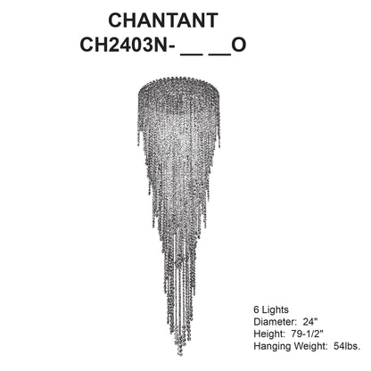 Chantant 79.5"H x 24"W 6-Light Crystal Flush in Pol Stainless Ste