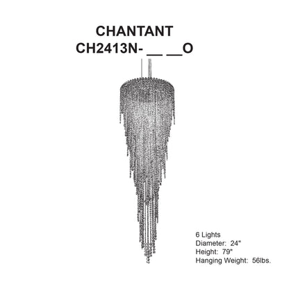 Chantant 79"H x 24"W 6-Light Crystal Chandelier in Polished Stain