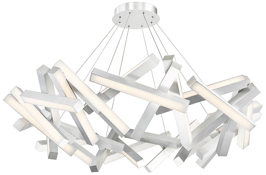 Chaos 61" Wide Brushed Aluminum 31-Light LED Chandelier