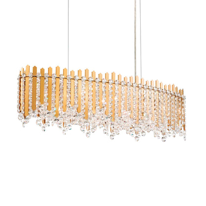 Chatter 10"H x 36"W 12-Light Crystal Linear Pendant in Gold Mirro