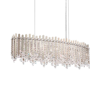 Chatter 10"H x 36"W 12-Light Crystal Linear Pendant in Pol Stainl