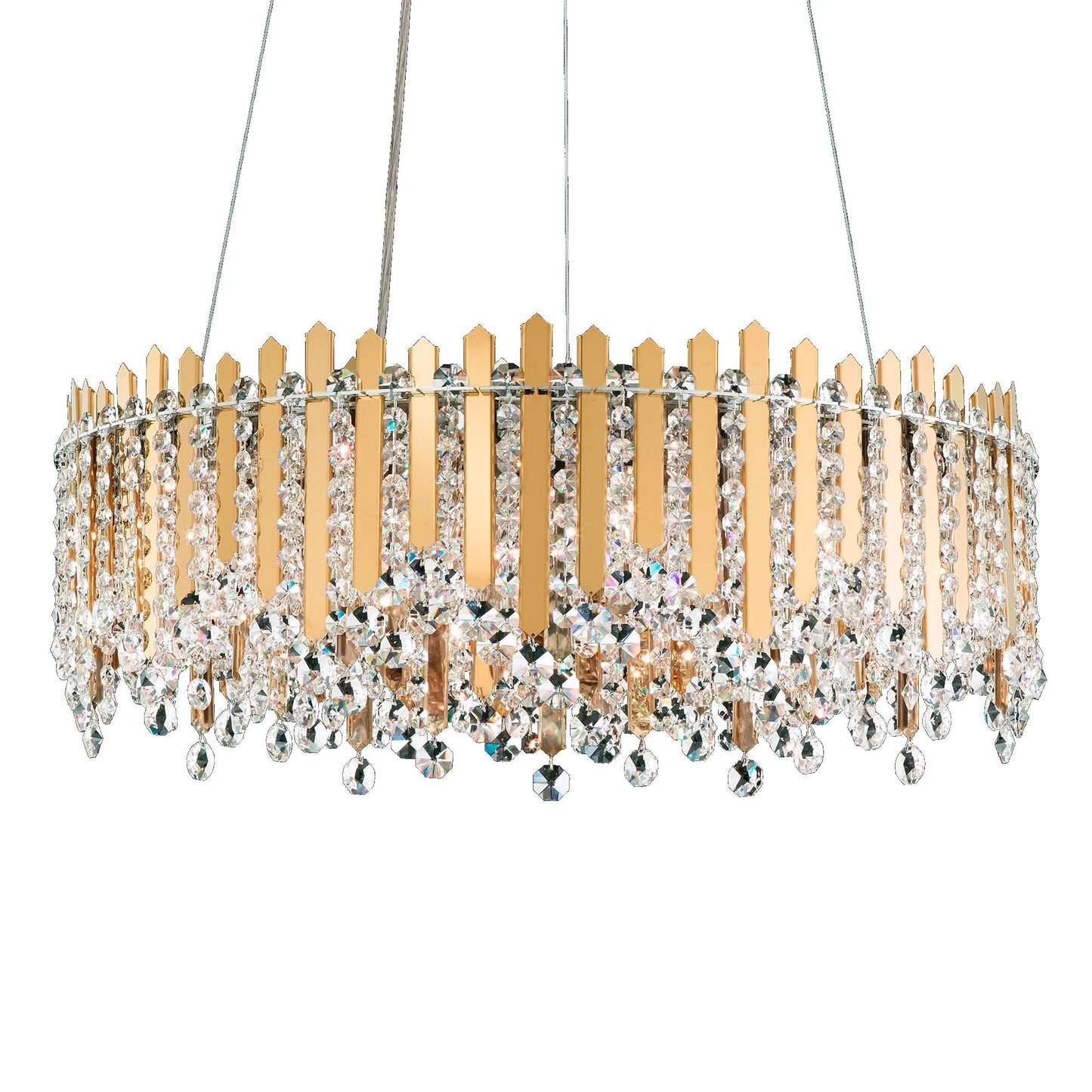 Chatter 8.5"H x 24"W 12-Light Crystal Pendant in Gold Mirror