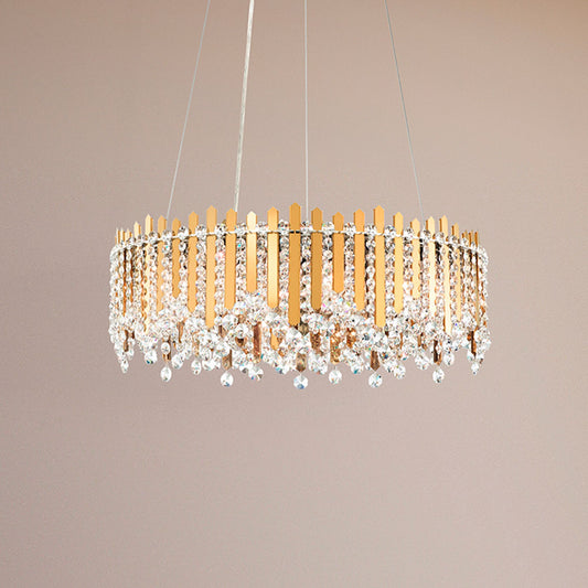 Chatter 8.5"H x 24"W 12-Light Crystal Pendant in Gold Mirror