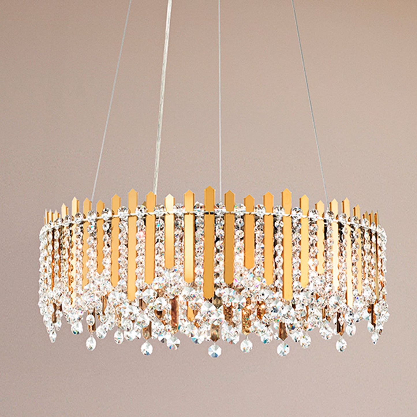 Chatter 8.5"H x 24"W 12-Light Crystal Pendant in Gold Mirror