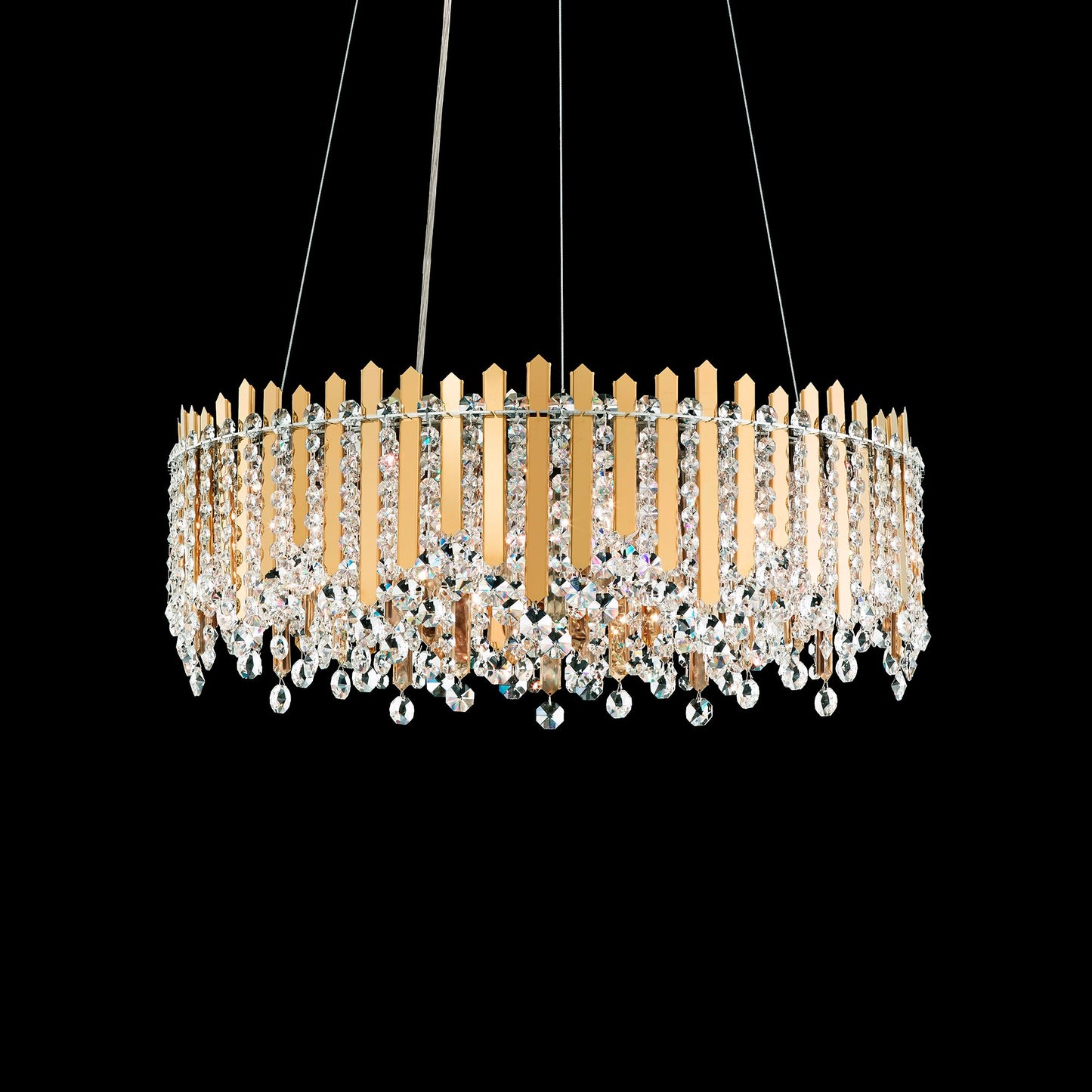 Chatter 8.5"H x 24"W 12-Light Crystal Pendant in Gold Mirror