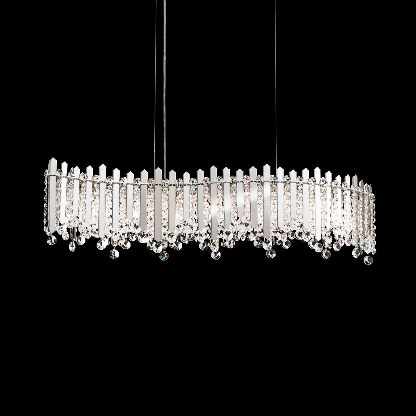Chatter 8.5"H x 32.5"W 7-Lt Crystal Linear Pendant in Pol Stainle