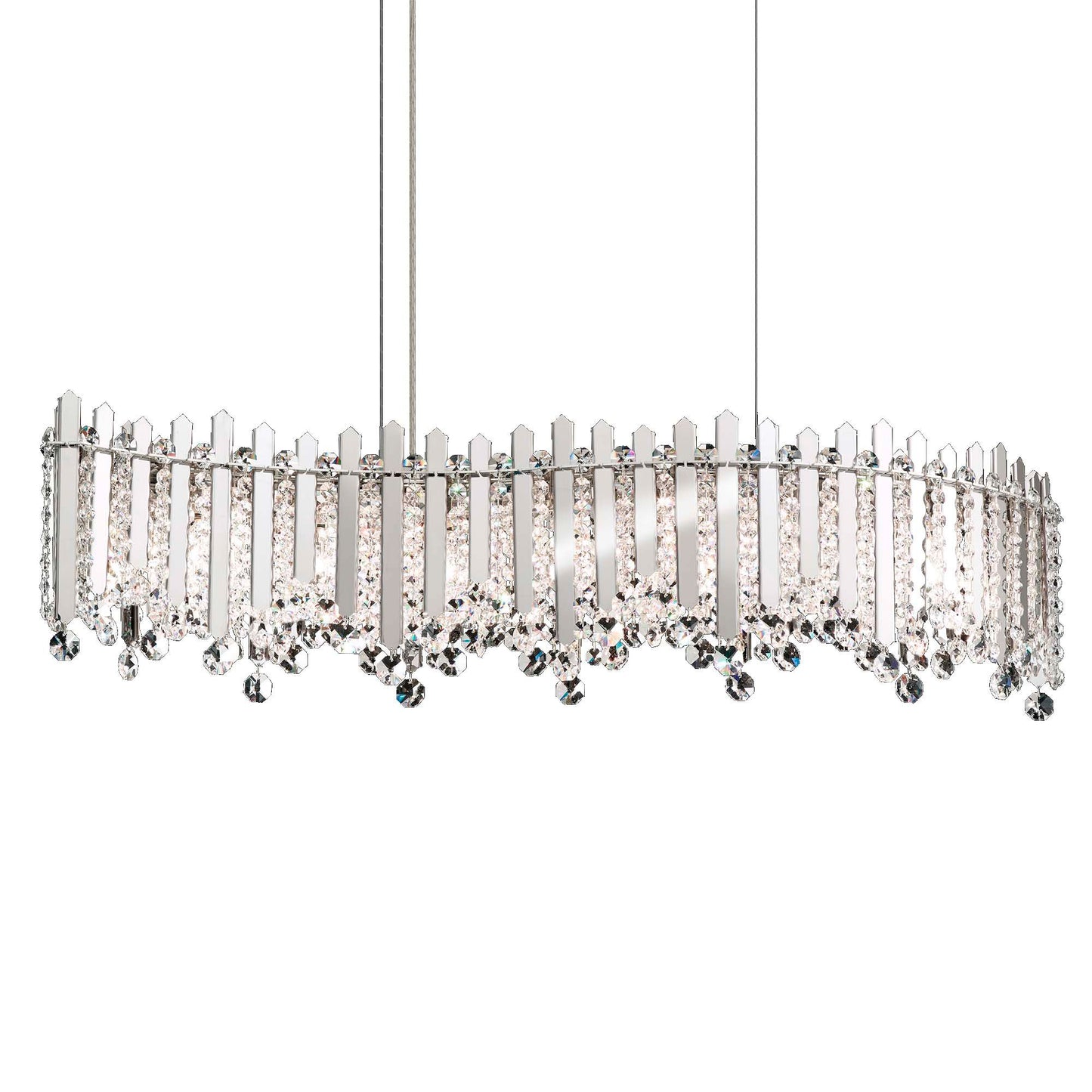 Chatter 8.5"H x 32.5"W 7-Lt Crystal Linear Pendant in Pol Stainle