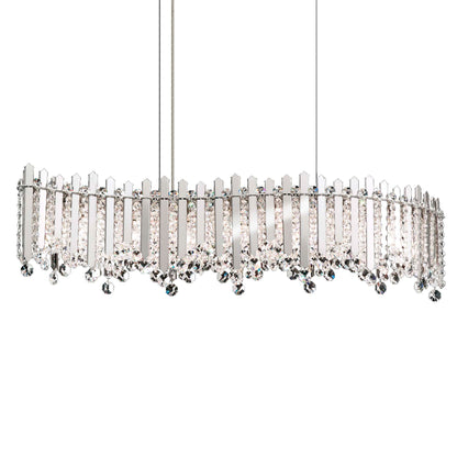 Chatter 8.5"H x 32.5"W 7-Lt Crystal Linear Pendant in Pol Stainle