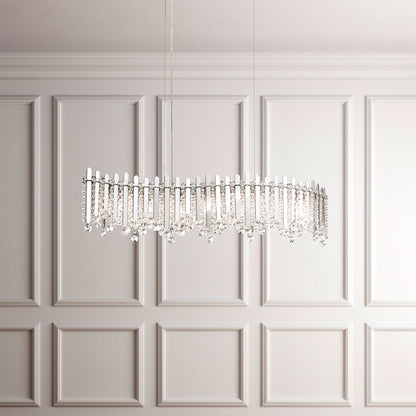 Chatter 8.5"H x 32.5"W 7-Lt Crystal Linear Pendant in Pol Stainle