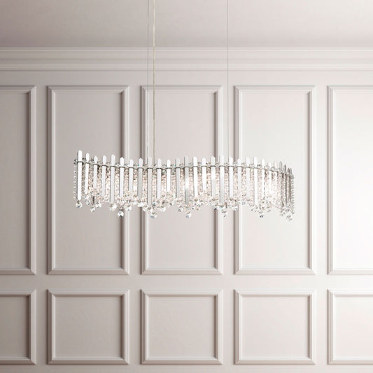 Chatter 8.5"H x 32.5"W 7-Lt Crystal Linear Pendant in Pol Stainle