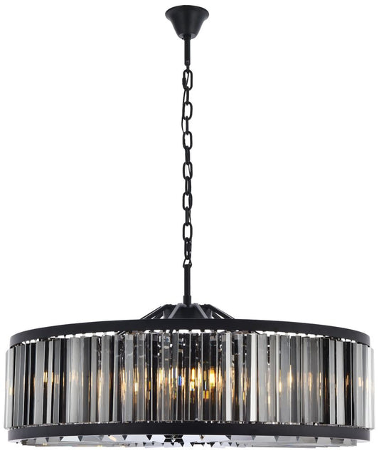 Chelsea 10 Light Matte Black Chandelier Silver Shade (Grey)