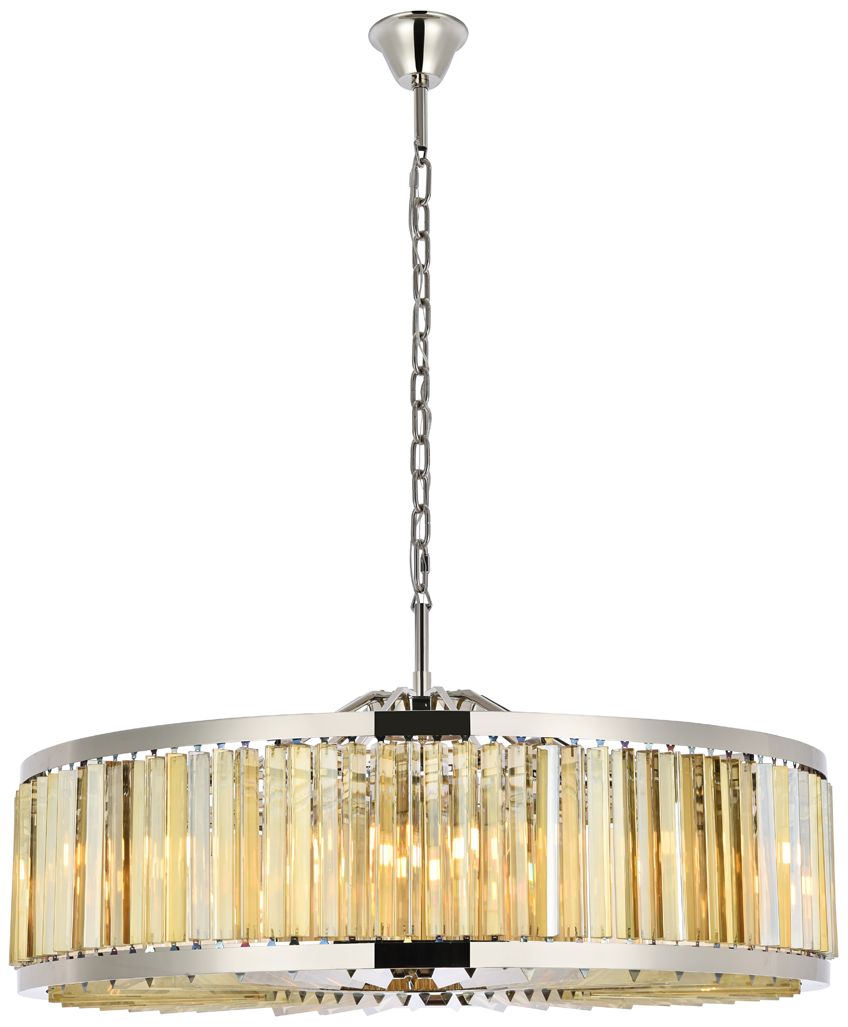 Chelsea 10 Light Polished Nickel Chandelier Golden Teak