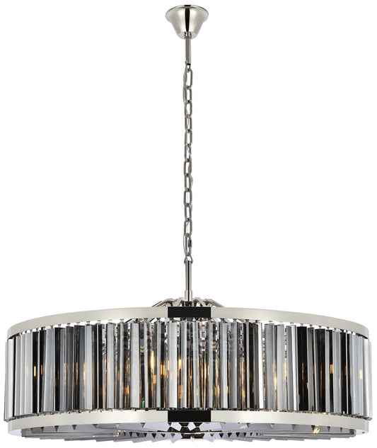 Chelsea 10Lt Polished Nickel Chandelier Silver Shade (Grey)