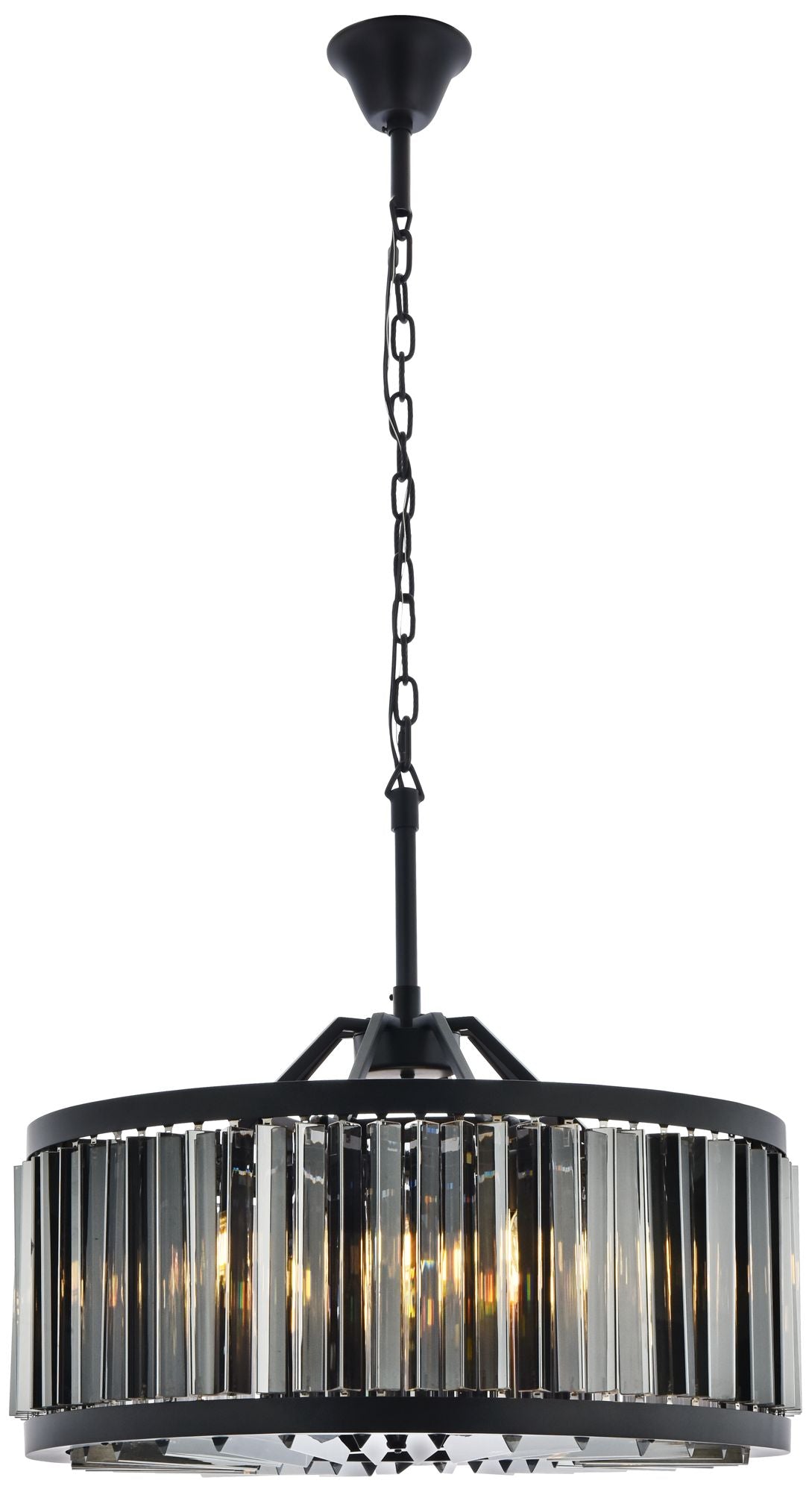 Chelsea 8 Lt Matte Black Chandelier Silver Shade (Grey)