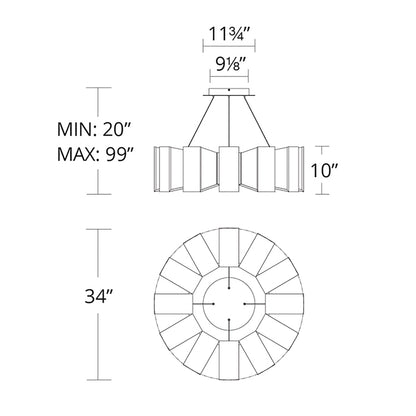 Chronos 34" Wide Twelve Light Modern Chandelier in Black