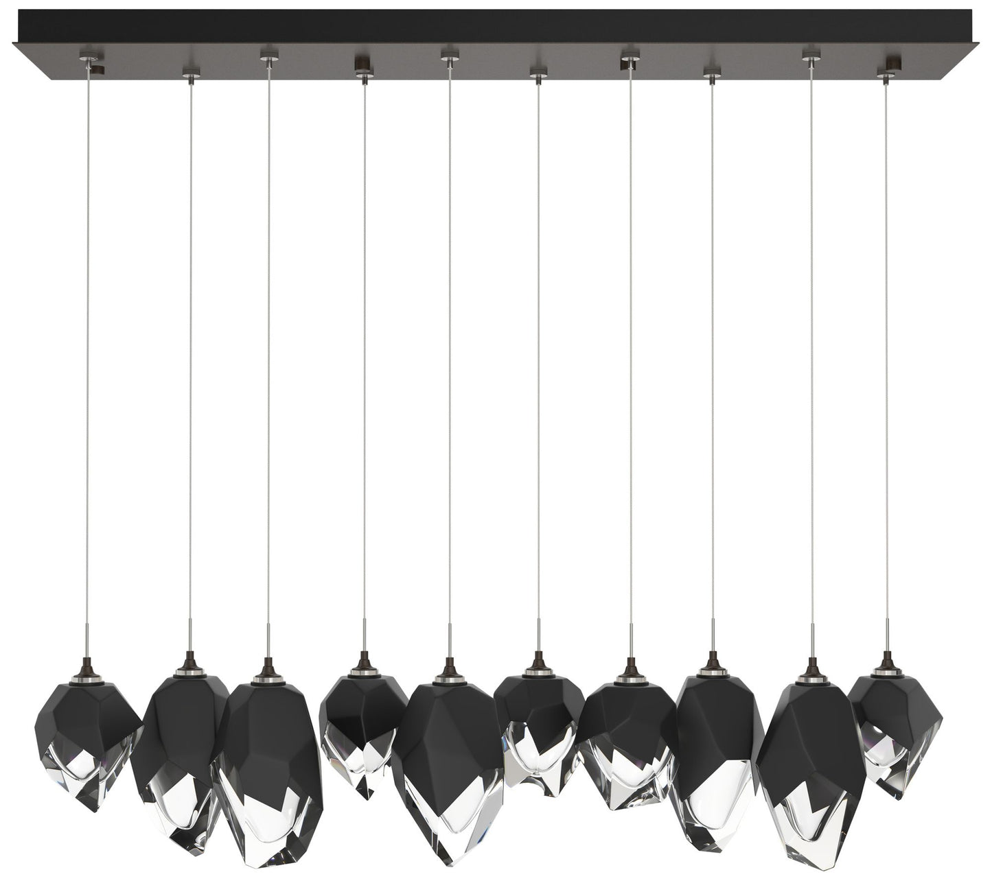 Chrysalis 10.1"W 10-Light Mixed Black Crystal Rubbed Bronze Long Penda