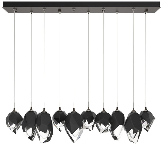 Chrysalis 10.1"W 10-Light Mixed Black Crystal Rubbed Bronze Long Penda