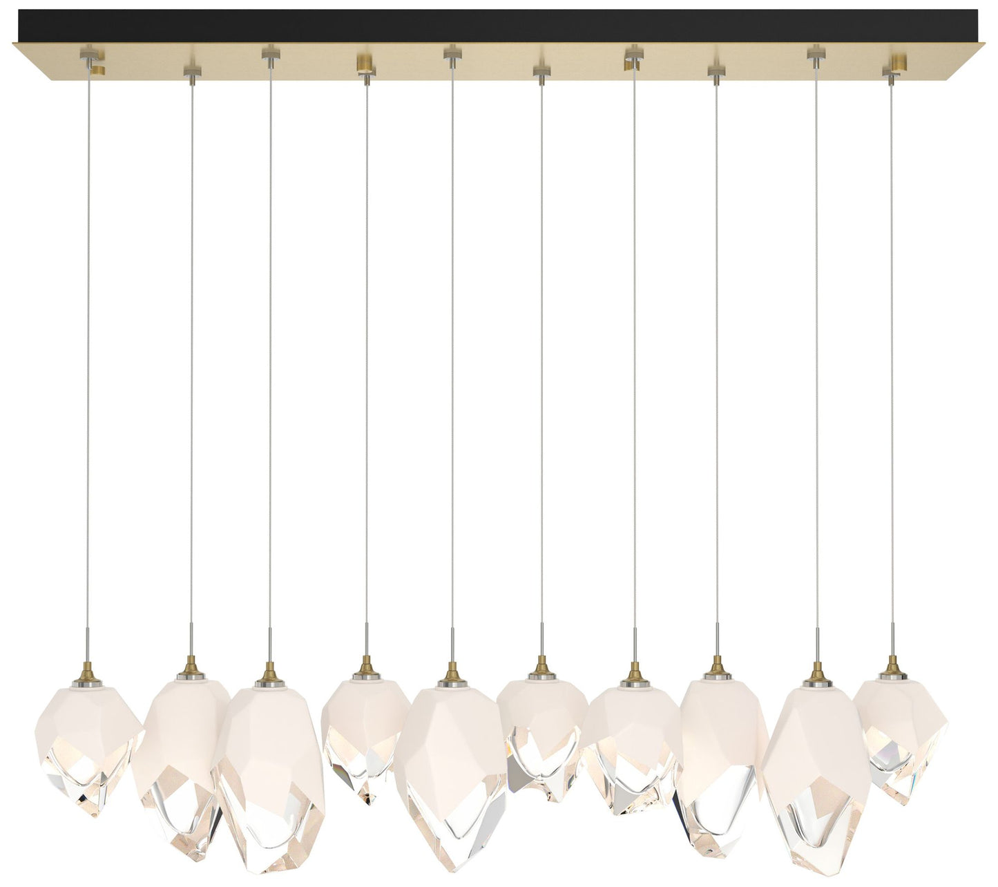 Chrysalis 10.1"W 10-Light Mixed White Crystal Modern Brass Long Pendan