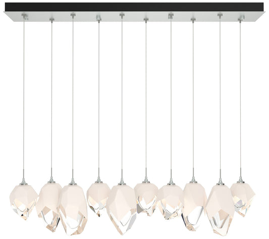 Chrysalis 10.1"W 10-Light Mixed White Crystal Platinum Long Pendant
