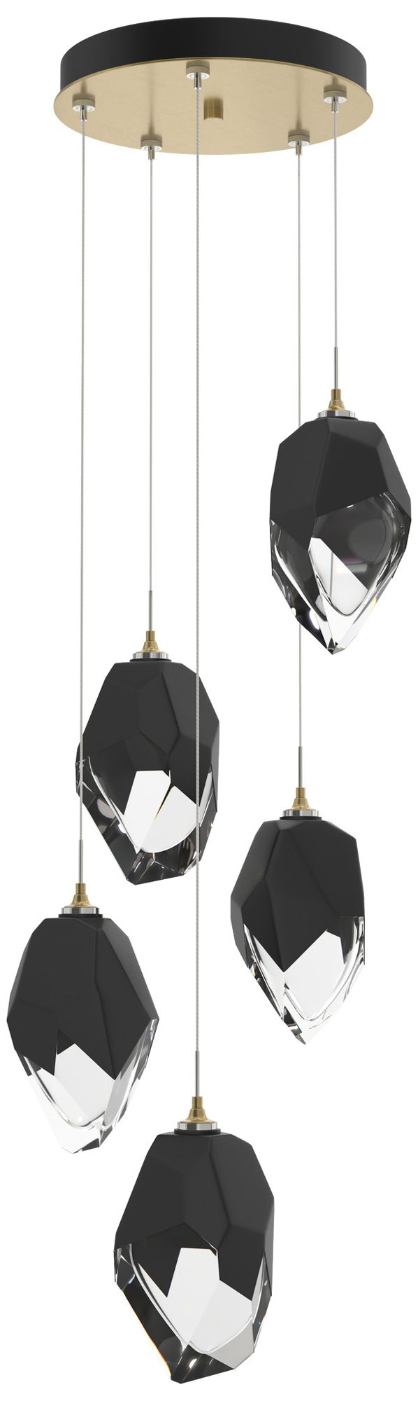 Chrysalis 16.1"W 5-Light Large Black Crystal Modern Brass Long Pendant