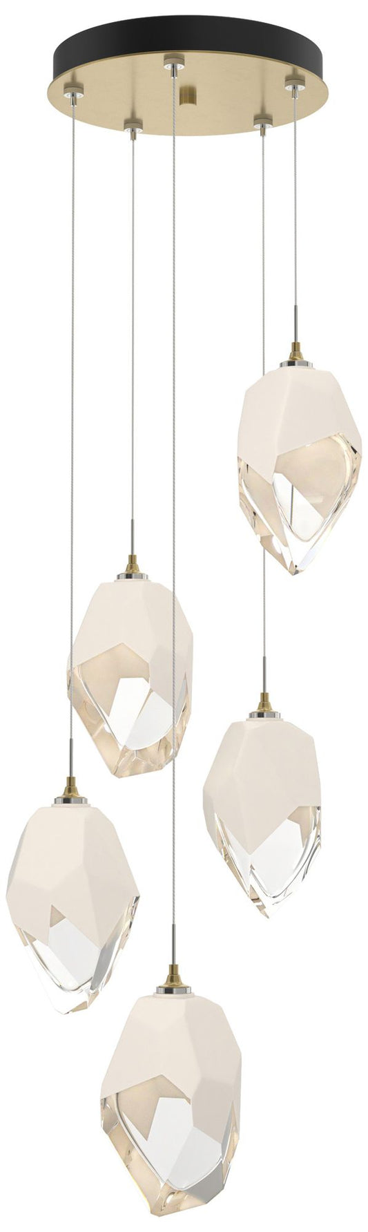 Chrysalis 16.1"W 5-Light Large White Crystal Modern Brass Long Pendant