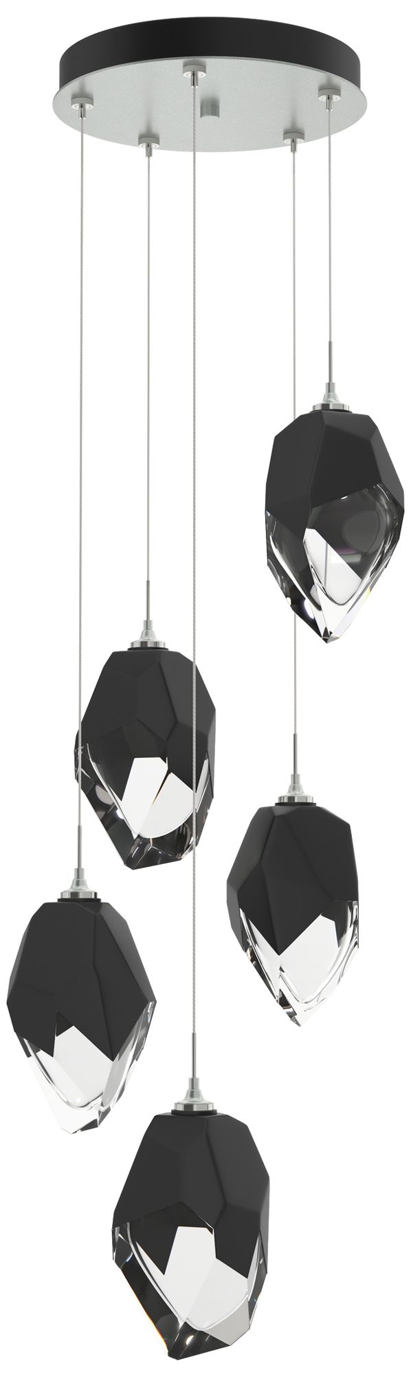 Chrysalis 16.1"W 5-Light Platinum Large Black Crystal Standard Pendant