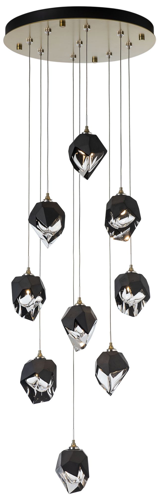 Chrysalis 20.5" Wide 9-Light Modern Brass Black Crystal Pendant