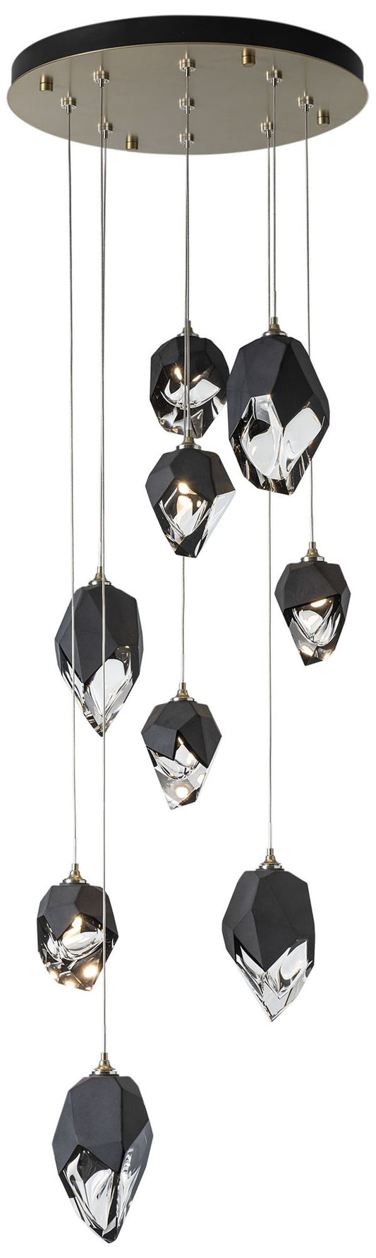 Chrysalis 20.5" Wide 9-Light Modern Brass Mixed Crystal Pendant