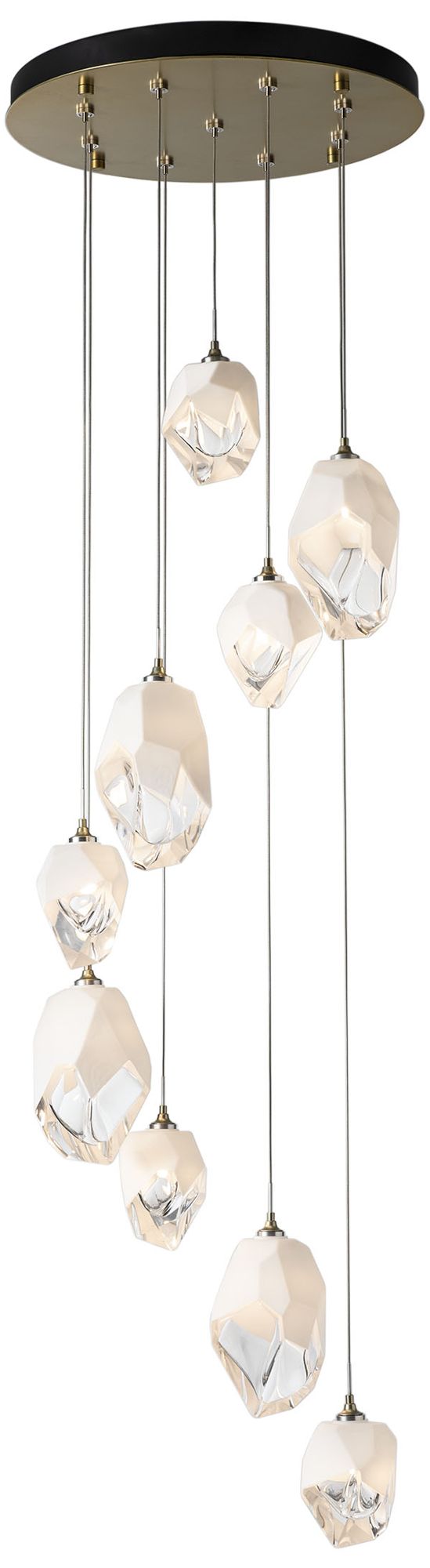 Chrysalis 20.5" Wide 9-Light Modern Brass Mixed White Crystal Pendant