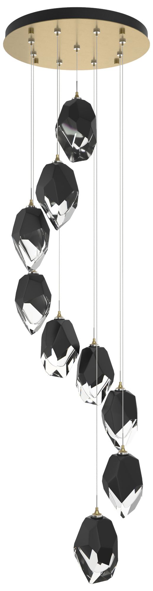 Chrysalis 20.5"W 9-Light Large Black Crystal Modern Brass Long Pendant