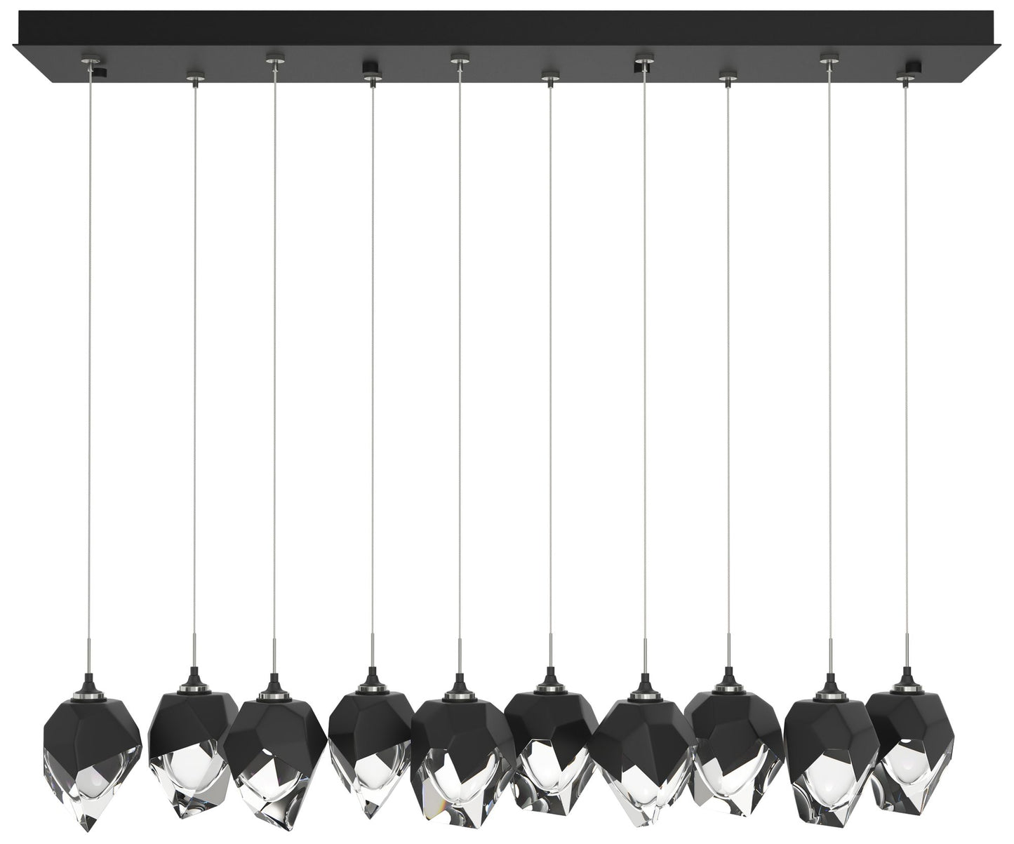 Chrysalis 44.5"W 10-Light Black Small Black Crystal Standard Pendant