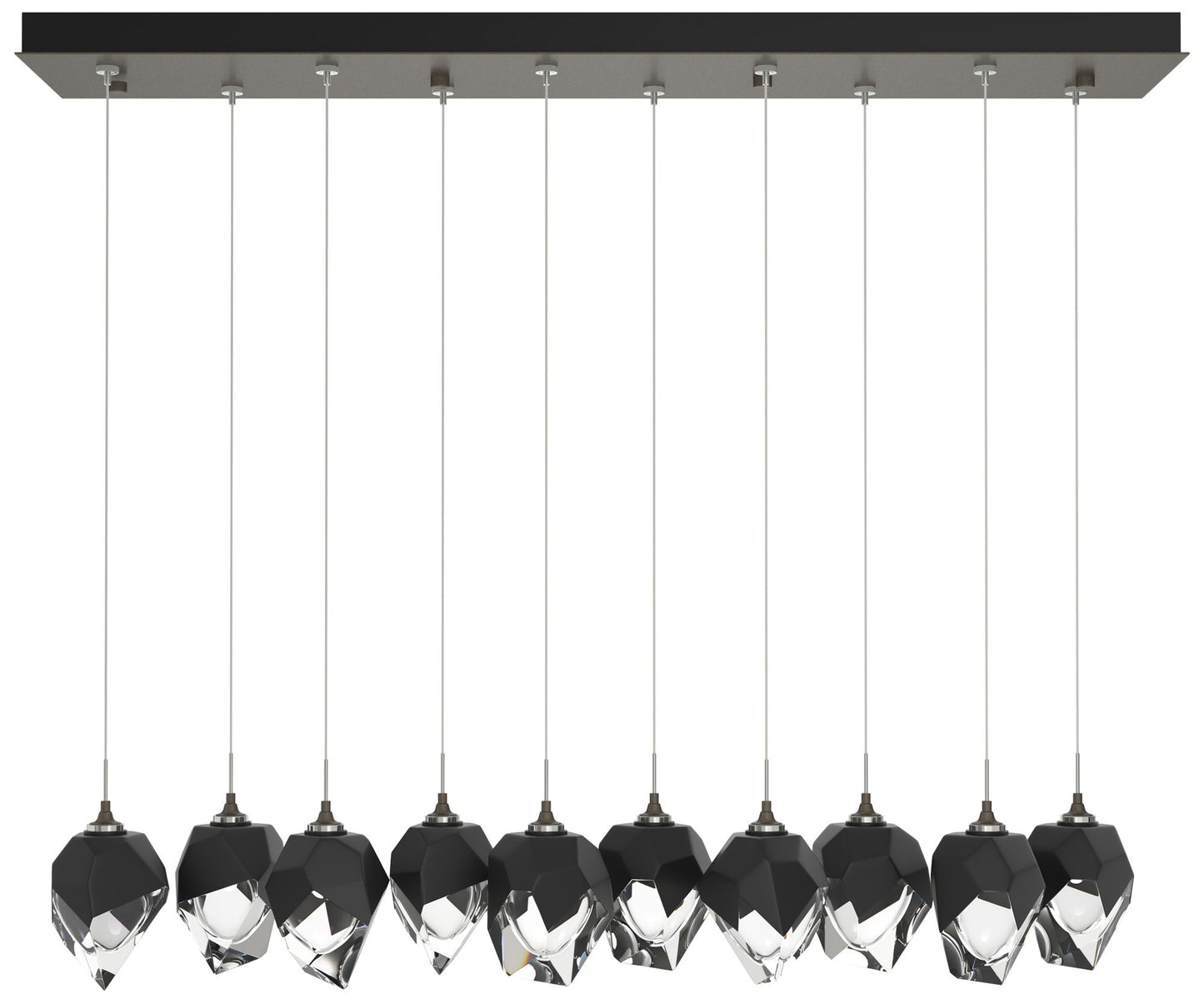 Chrysalis 44.5"W 10-Light Smoke Small Black Crystal Standard Pendant