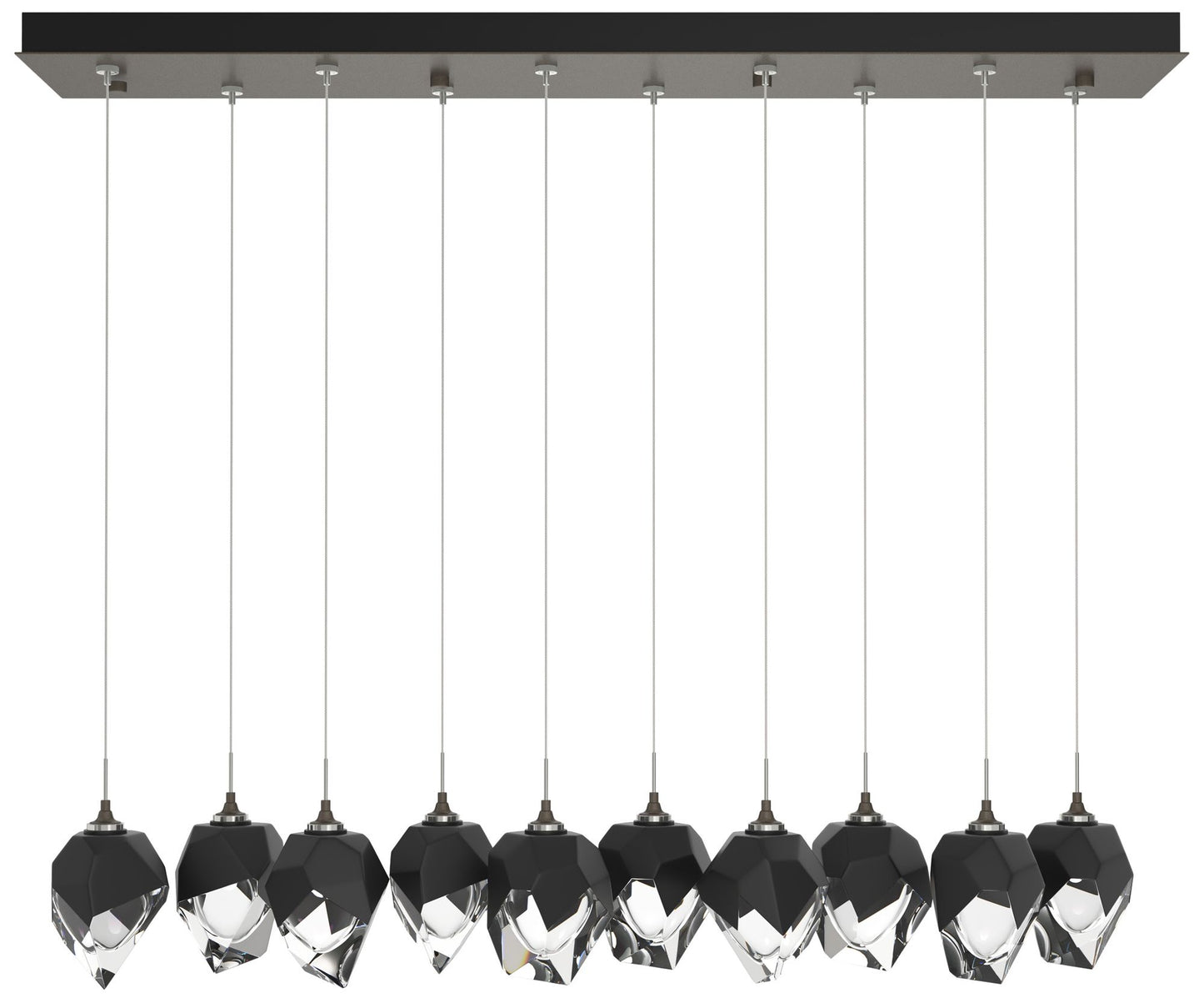 Chrysalis 8.5"W 10-Light Small Black Crystal Dark Smoke Long Pendant