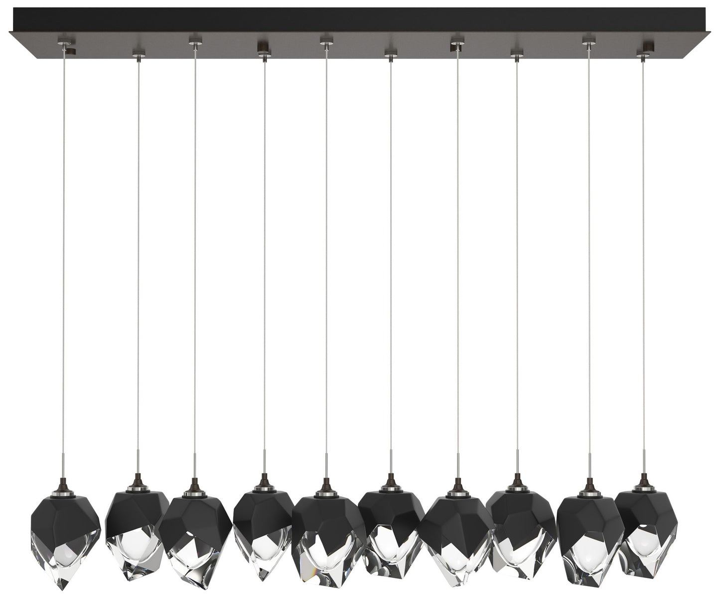 Chrysalis 8.5"W 10-Light Small Black Crystal Rubbed Bronze Long Pendan