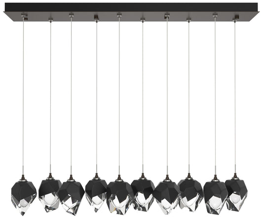 Chrysalis 8.5"W 10-Light Small Black Crystal Rubbed Bronze Long Pendan