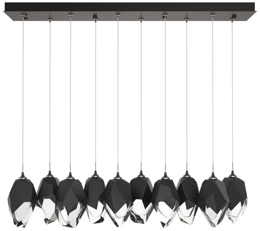 Chrysalis 9.8"W 10-Light Large Black Crystal Rubbed Bronze Long Pendan